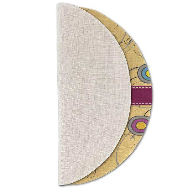 Ovals & Swirls Round Linen Placemats - HALF FOLDED (single sided)