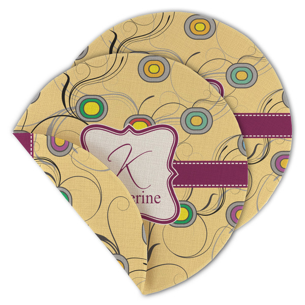 Ovals & Swirls Round Linen Placemats - MAIN (Double-Sided)