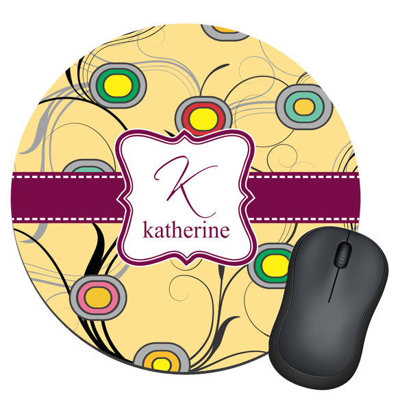 Custom Ovals & Swirls Round Mouse Pad (Personalized)