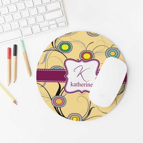 Ovals & Swirls Round Mousepad - LIFESTYLE 2