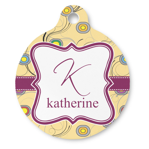 Custom Ovals & Swirls Round Pet ID Tag (Personalized)