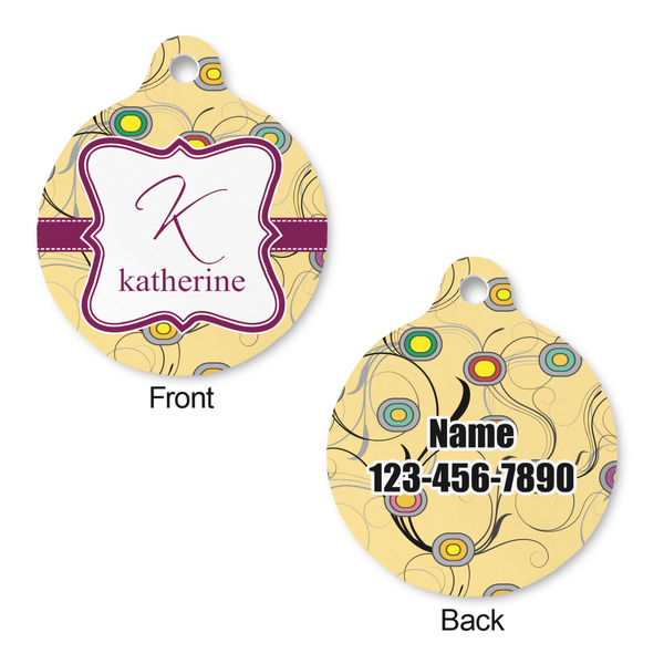 Ovals & Swirls Round Pet Tag - Front & Back