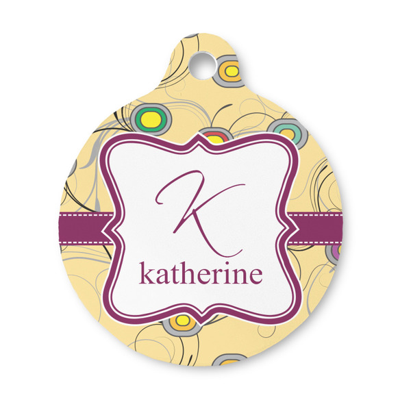 Custom Ovals & Swirls Round Pet ID Tag - Small (Personalized)