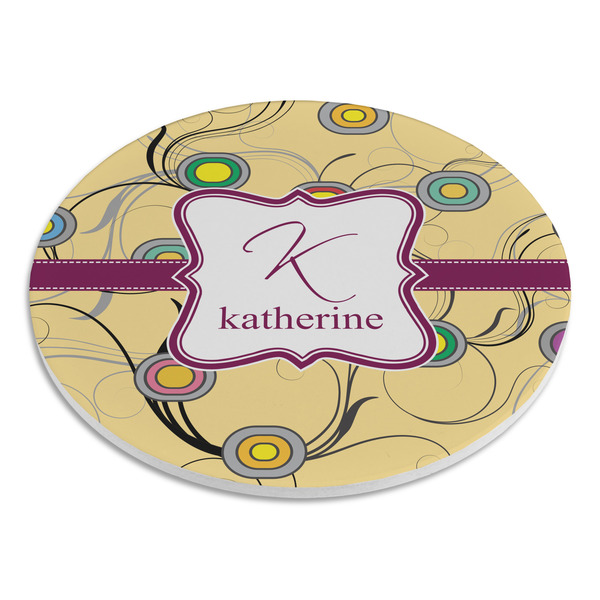 Ovals & Swirls Round Stone Trivet - Angle View