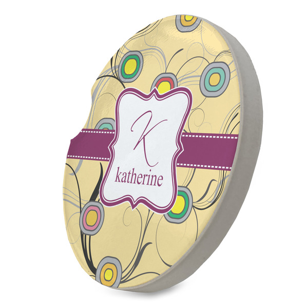 Ovals & Swirls Sandstone Car Coaster - STANDING ANGLE