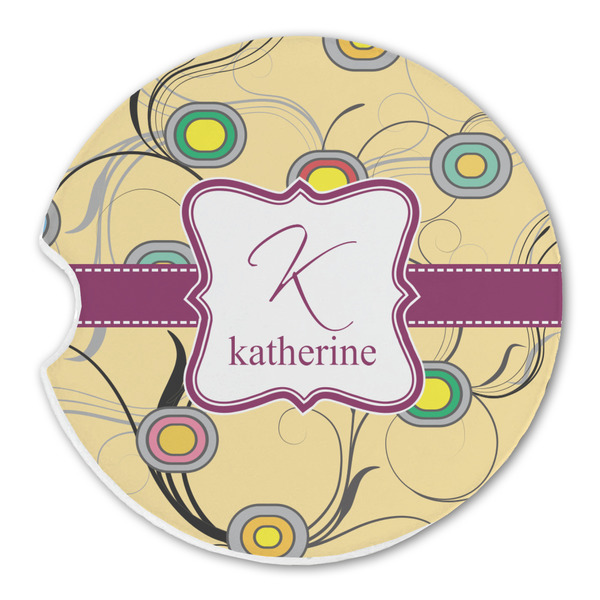 Custom Ovals & Swirls Sandstone Car Coaster - Single (Personalized)