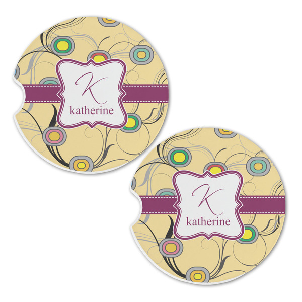 Ovals & Swirls Sandstone Car Coasters - Set of 2