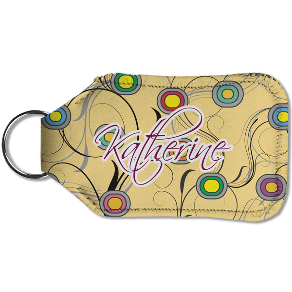 Ovals & Swirls Sanitizer Holder Keychain - Small (Back)