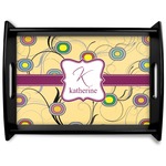 Ovals & Swirls Black Wooden Tray - Large (Personalized)