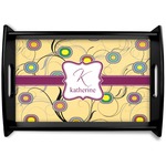 Ovals & Swirls Black Wooden Tray - Small (Personalized)