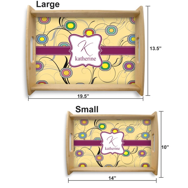 Ovals & Swirls Serving Tray Wood Sizes