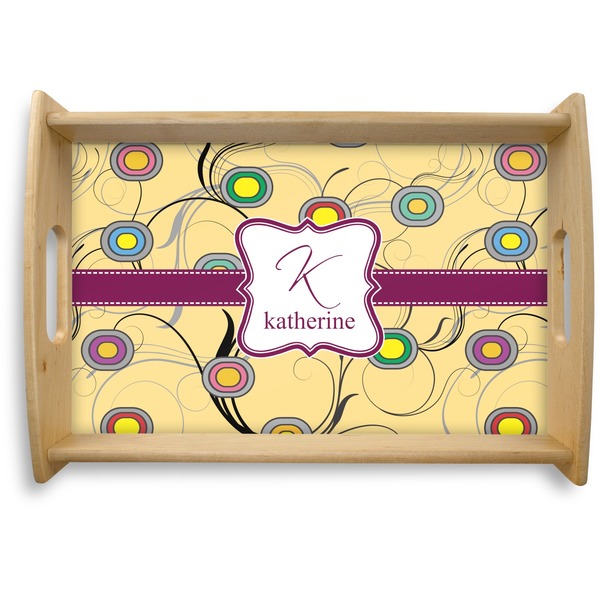 Custom Ovals & Swirls Natural Wooden Tray - Small (Personalized)