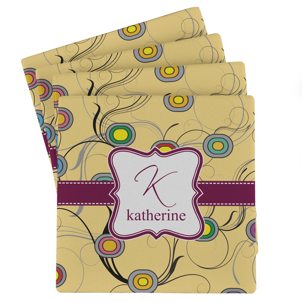 Custom Ovals & Swirls Absorbent Stone Coasters - Set of 4 (Personalized)