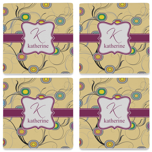 Ovals & Swirls Set of 4 Sandstone Coasters - See All 4 View