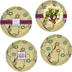 Ovals & Swirls Set of 4 Glass Lunch / Dinner Plate 10" (Personalized)