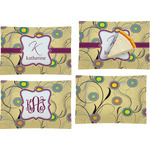 Ovals & Swirls Set of 4 Glass Rectangular Appetizer / Dessert Plate w/ Name and Initial