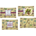 Ovals & Swirls Set of 4 Glass Rectangular Lunch / Dinner Plate w/ Name and Initial