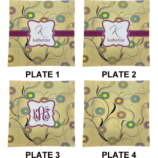 Ovals & Swirls Set of Square Dinner Plates (Approval)
