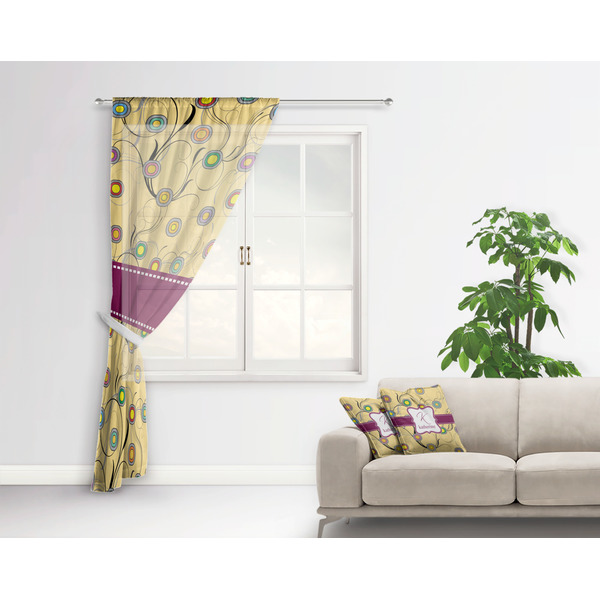 Ovals & Swirls Sheer Curtain With Window and Rod - in Room Matching Pillow