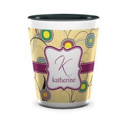 Ovals & Swirls Ceramic Shot Glass - 1.5 oz - Two Tone - Set of 4 (Personalized)