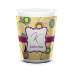 Ovals & Swirls Ceramic Shot Glass - 1.5 oz - White - Set of 4 (Personalized)