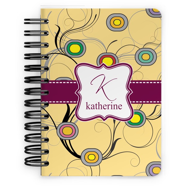Custom Ovals & Swirls Spiral Notebook - 5x7 w/ Name and Initial