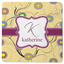 Ovals & Swirls Square Rubber Backed Coaster (Personalized)