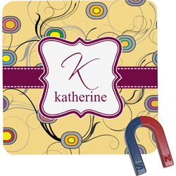 Ovals & Swirls Square Fridge Magnet w/ Name and Initial