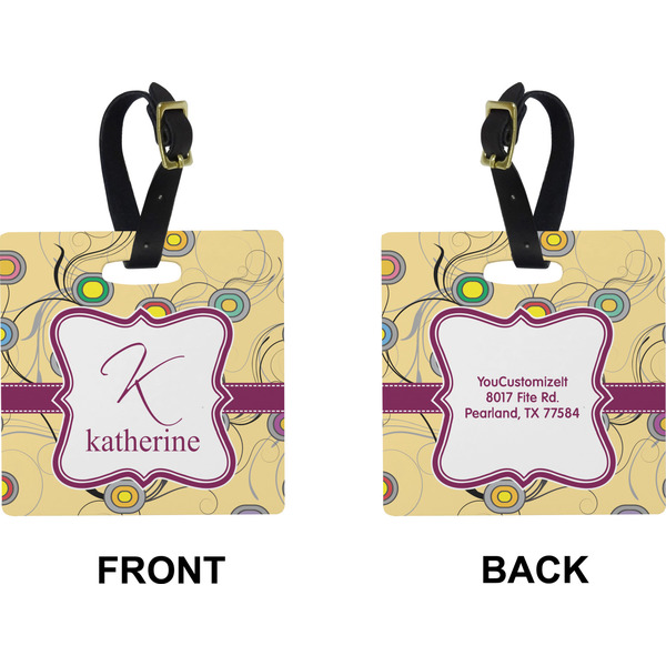 Ovals & Swirls Square Luggage Tag (Front + Back)
