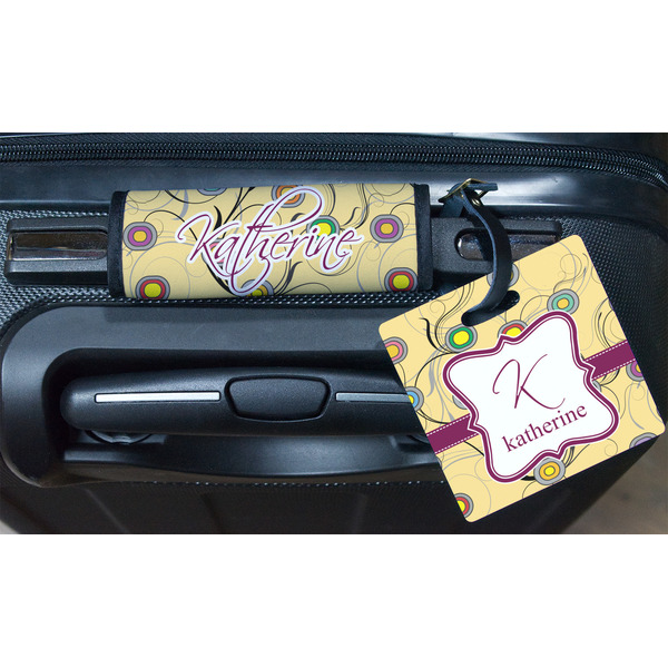 Ovals & Swirls Square Luggage Tag & Handle Wrap - In Context
