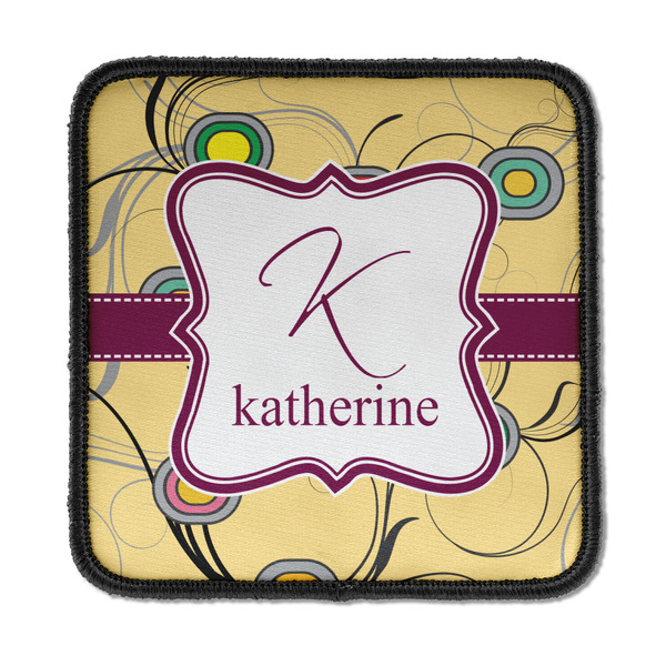 Custom Ovals & Swirls Iron On Square Patch w/ Name and Initial