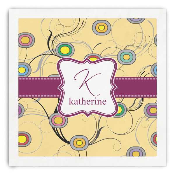 Custom Ovals & Swirls Paper Dinner Napkins (Personalized)