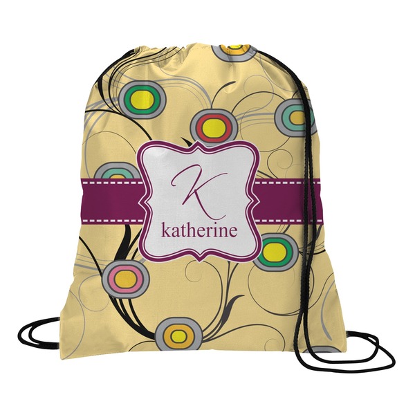 Custom Ovals & Swirls Drawstring Backpack (Personalized)