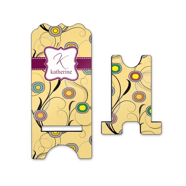 Ovals & Swirls Stylized Phone Stand - Front & Back - Small