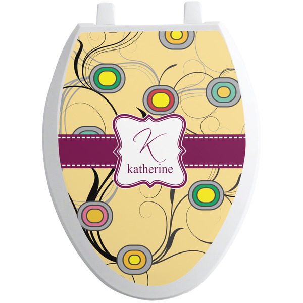 Ovals & Swirls Toilet Seat Decal (Personalized)