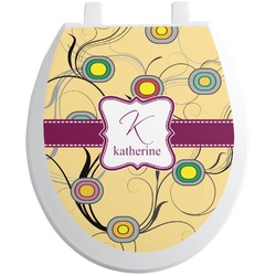 Ovals & Swirls Toilet Seat Decal - Round (Personalized)