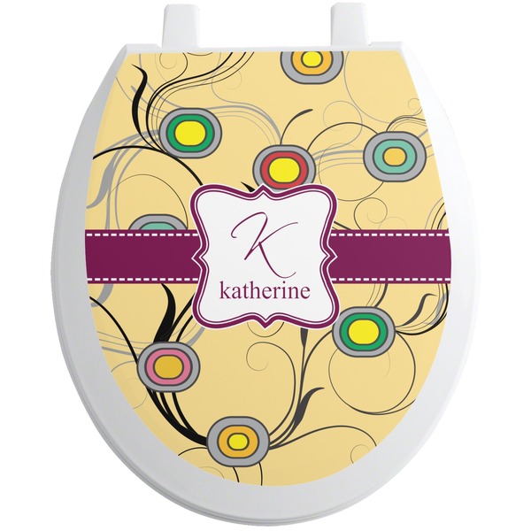 Custom Ovals & Swirls Toilet Seat Decal (Personalized)