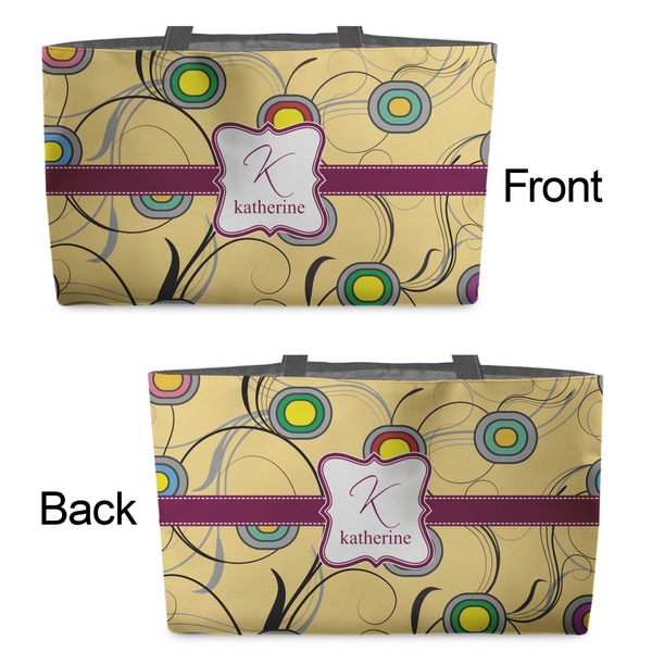 Ovals & Swirls Tote w/Black Handles - Front & Back Views