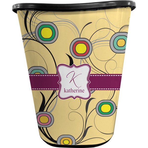 Ovals & Swirls Trash Can Black