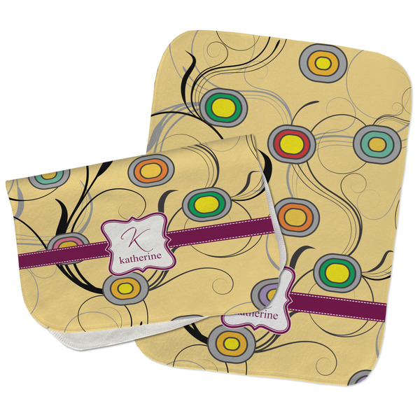 Ovals & Swirls Two Rectangle Burp Cloths - Open & Folded