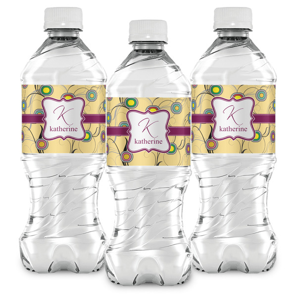 Ovals & Swirls Water Bottle Labels - Front View