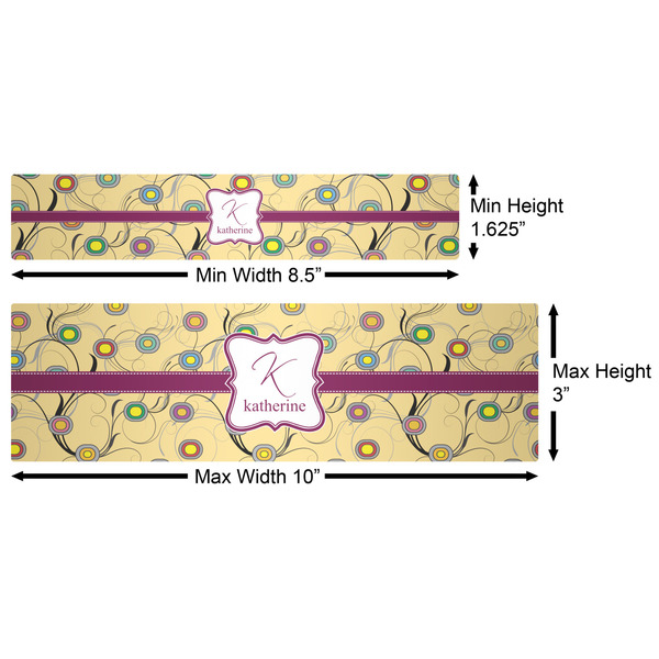 Ovals & Swirls Water Bottle Labels w/ Dimensions