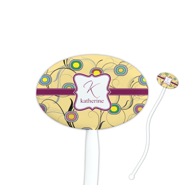 Custom Ovals & Swirls Oval Plastic Stir Sticks (Personalized)