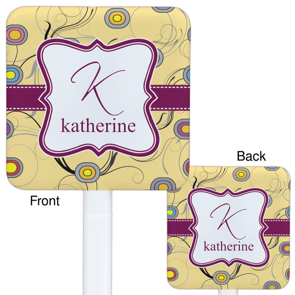 Ovals & Swirls White Plastic Stir Stick - Double Sided - Approval