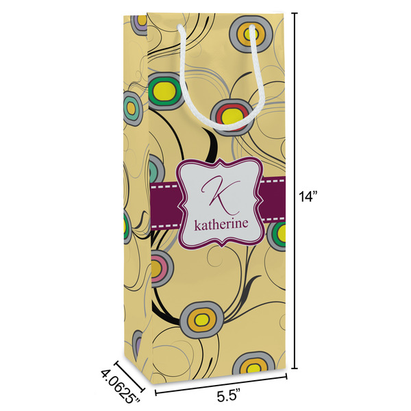 Ovals & Swirls Wine Gift Bag - Dimensions