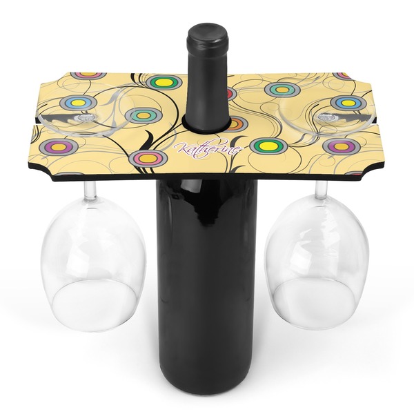 Custom Ovals & Swirls Wine Bottle & Glass Holder (Personalized)