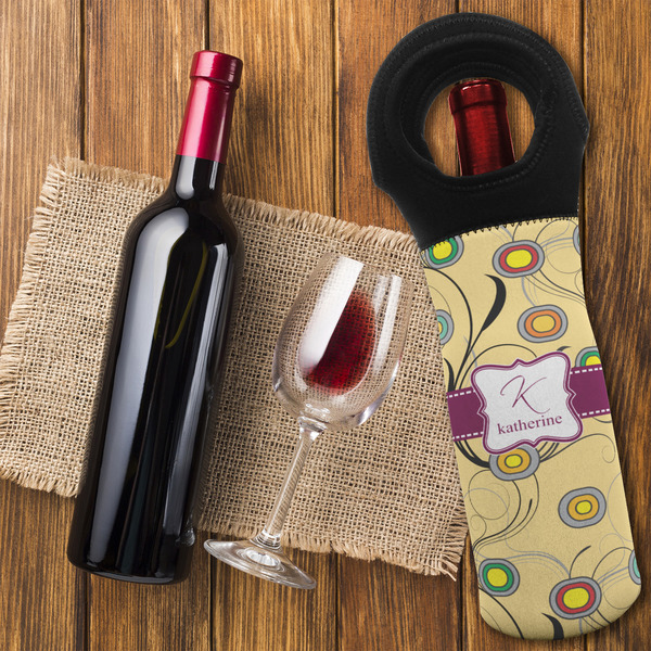 Ovals & Swirls Wine Tote Bag - FLATLAY