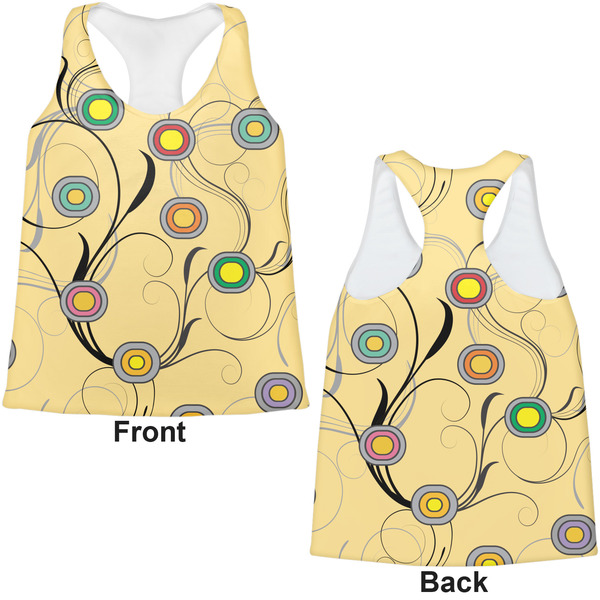 Ovals & Swirls Womens Racerback Tank Tops - Medium - Front and Back