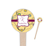 Ovals & Swirls 4" Round Wooden Food Picks - Double Sided (Personalized)