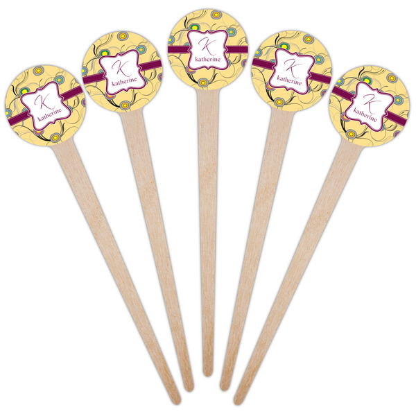 Ovals & Swirls Wooden 4" Food Pick - Round - Fan View